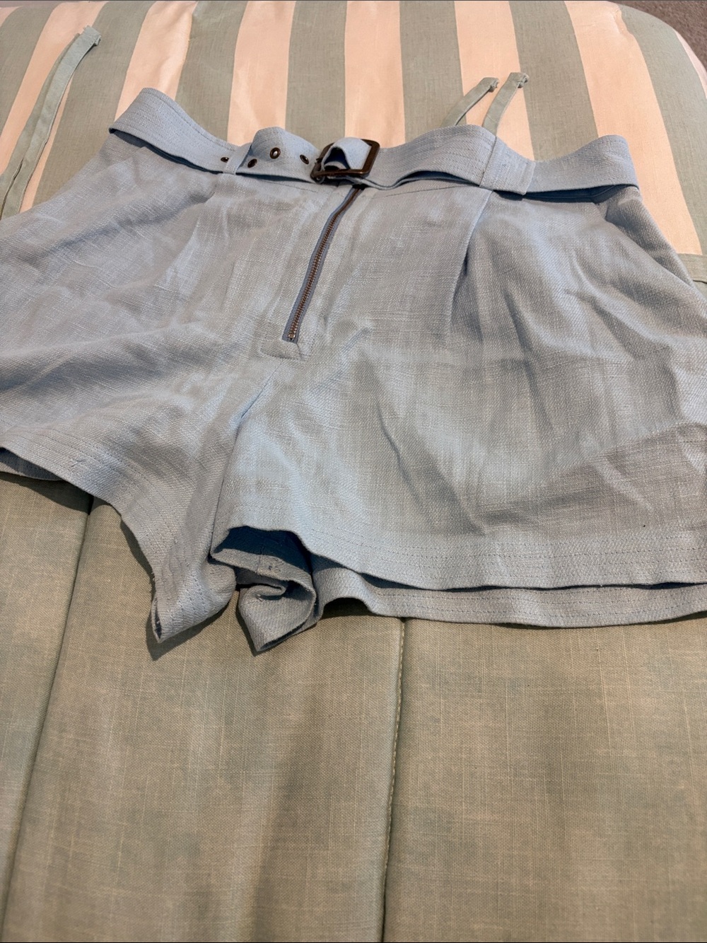 Ramy  Brook NY light  Blue Linen Blend Shorts with Belt s12 preowned